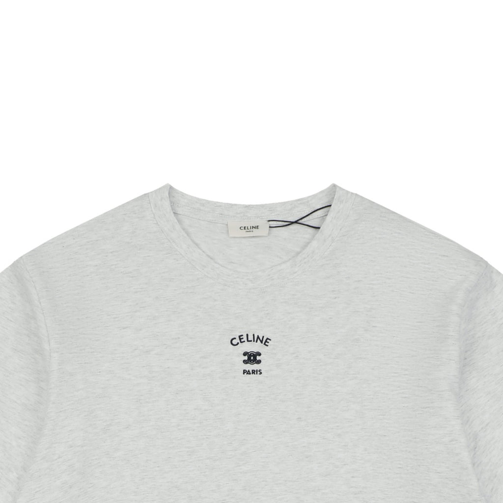 Celine Arc de Triomphe Paris Mini Logo Embroidered Tee – White