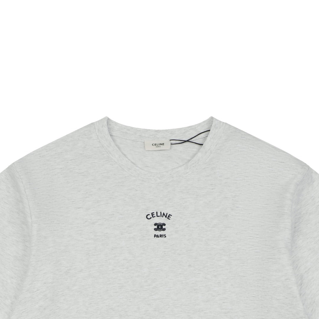 Celine Arc de Triomphe Paris Mini Logo Embroidered Tee – White
