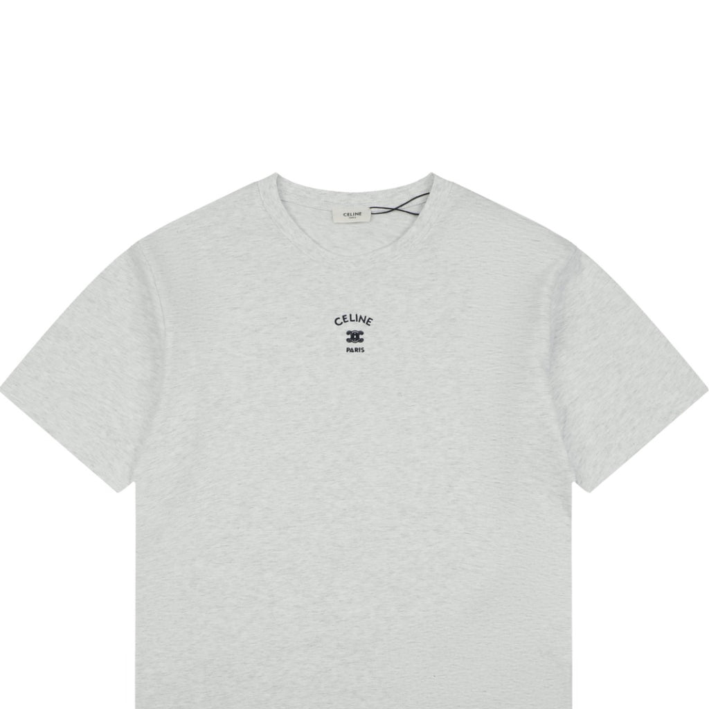 Celine Arc de Triomphe Paris Mini Logo Embroidered Tee – White