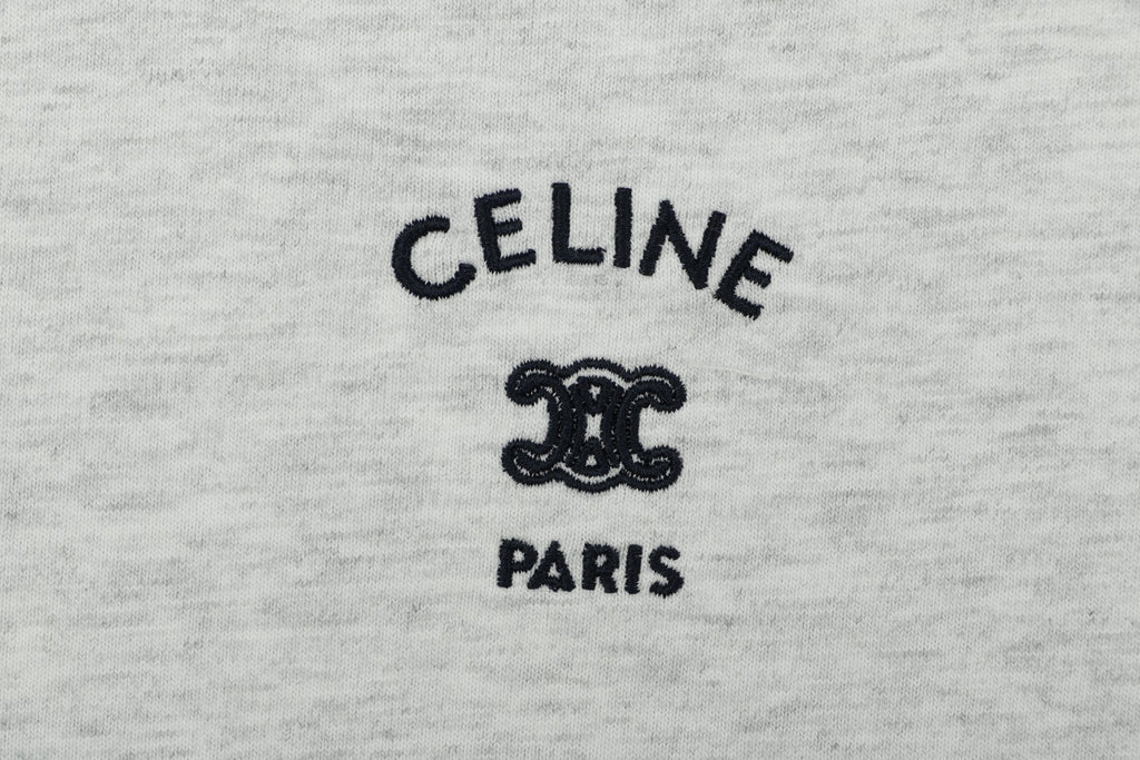 Celine Arc de Triomphe Paris Mini Logo Embroidered Tee – White