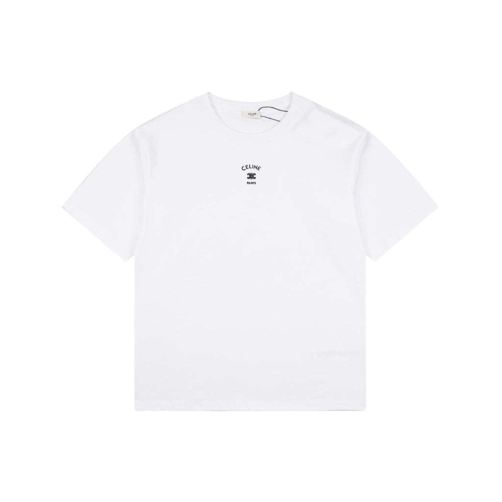 Celine Arc de Triomphe Paris Mini Logo Embroidered Tee – Bright White
