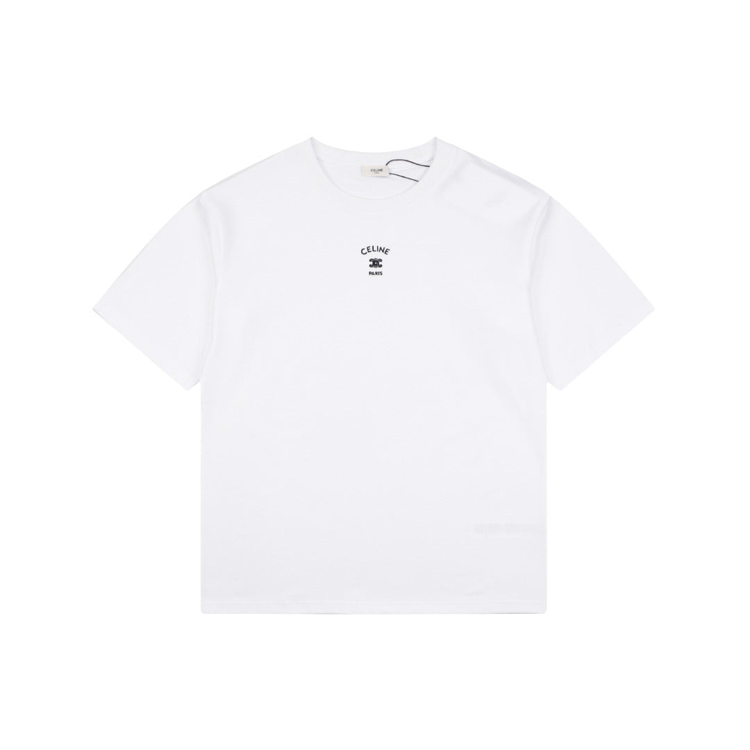 Celine Arc de Triomphe Paris Mini Logo Embroidered Tee – Bright White