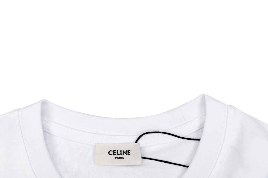 Celine Arc de Triomphe Paris Mini Logo Embroidered Tee – Bright White