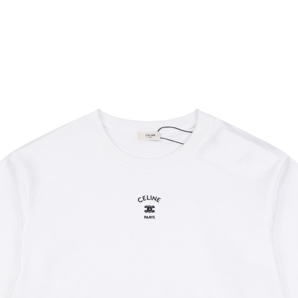 Celine Arc de Triomphe Paris Mini Logo Embroidered Tee – Bright White