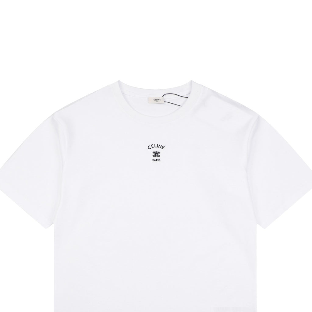 Celine Arc de Triomphe Paris Mini Logo Embroidered Tee – Bright White