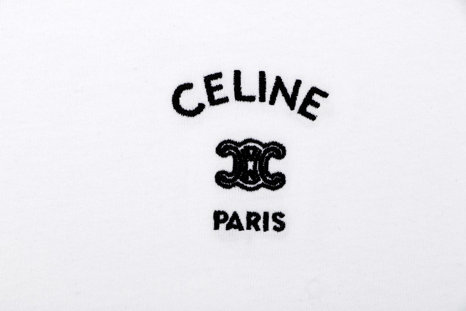 Celine Arc de Triomphe Paris Mini Logo Embroidered Tee – Bright White