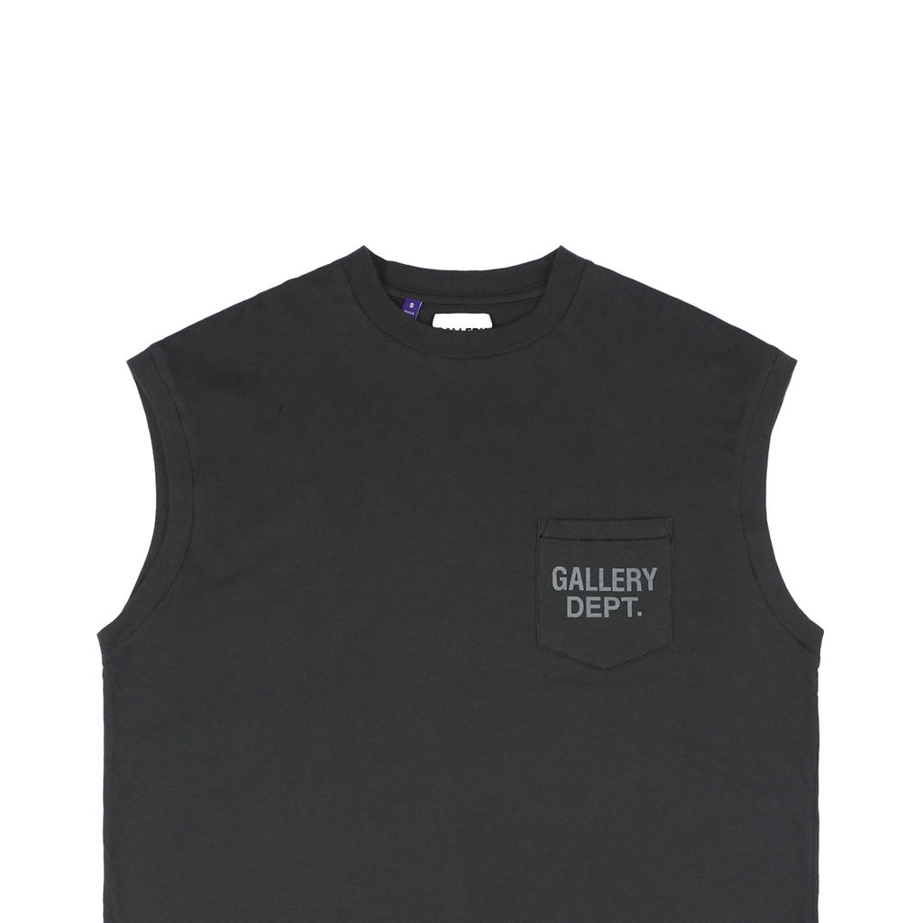 Gallery Dept. 25SS Pocket Logo Print Sleeveless Tee – Washed Black