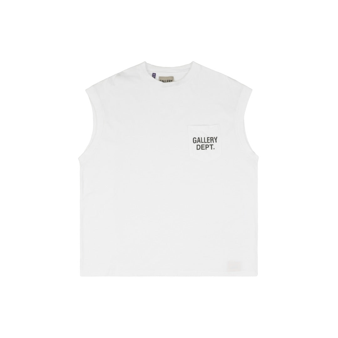 Gallery Dept. 25SS Pocket Logo Print Sleeveless Tee – White