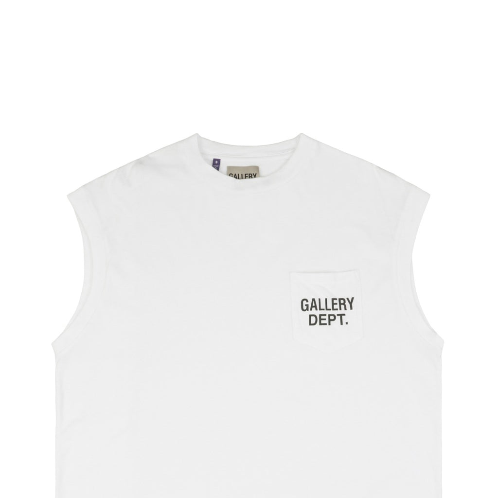 Gallery Dept. 25SS Pocket Logo Print Sleeveless Tee – White