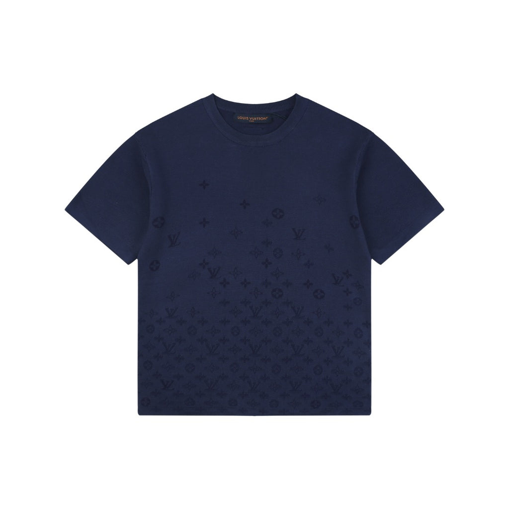 Louis Vuitton Navy Hem Tonal Monogram Jacquard Tee