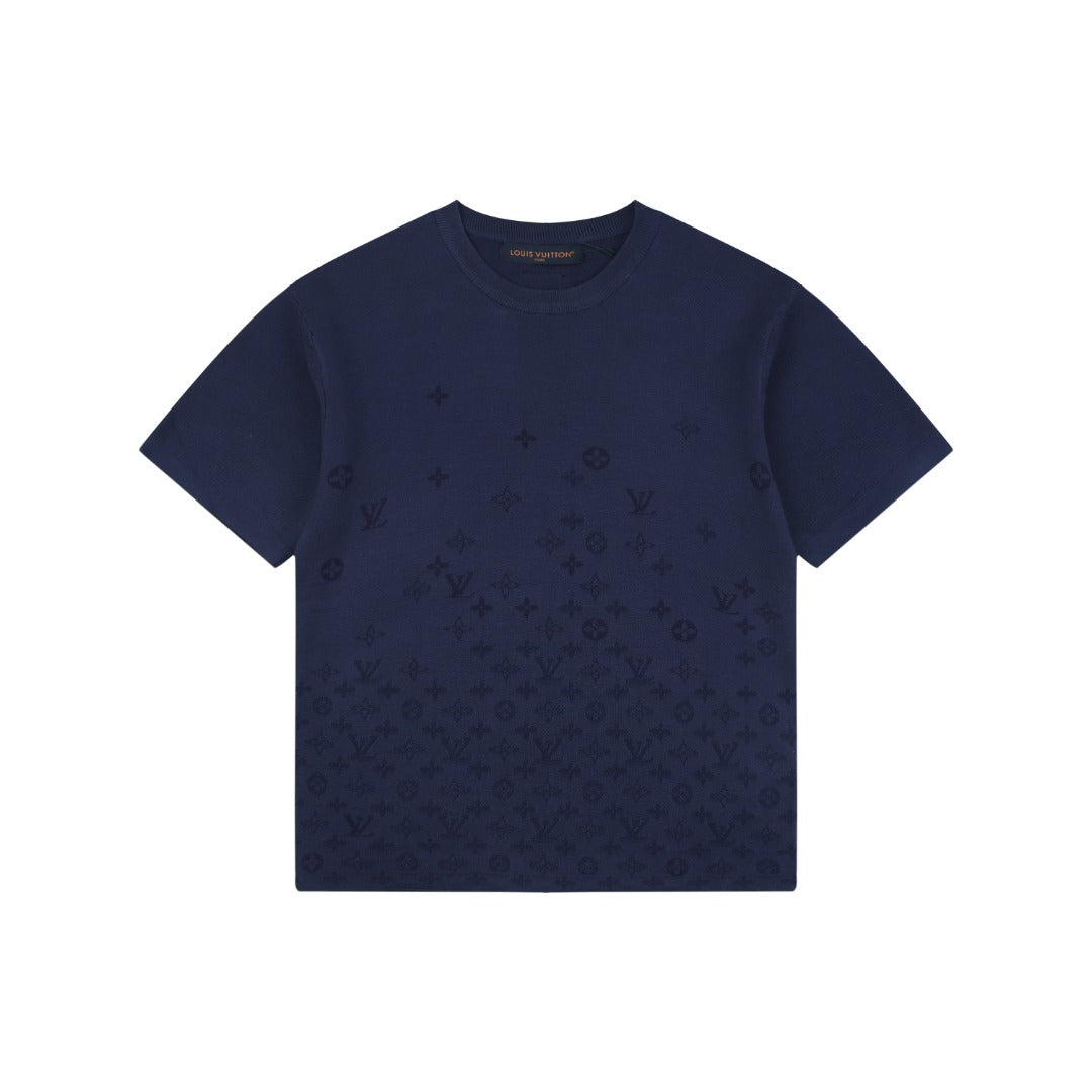 Louis Vuitton Navy Hem Tonal Monogram Jacquard Tee
