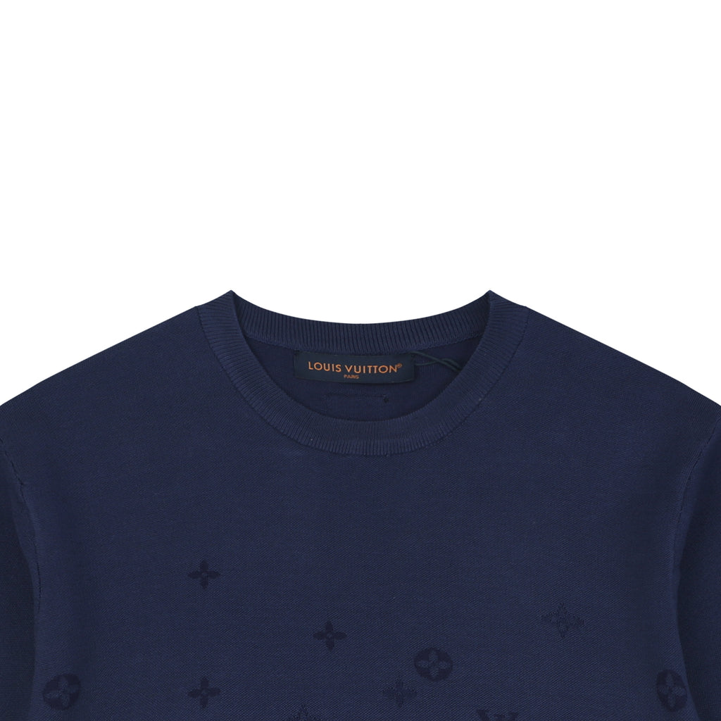 Louis Vuitton Navy Hem Tonal Monogram Jacquard Tee
