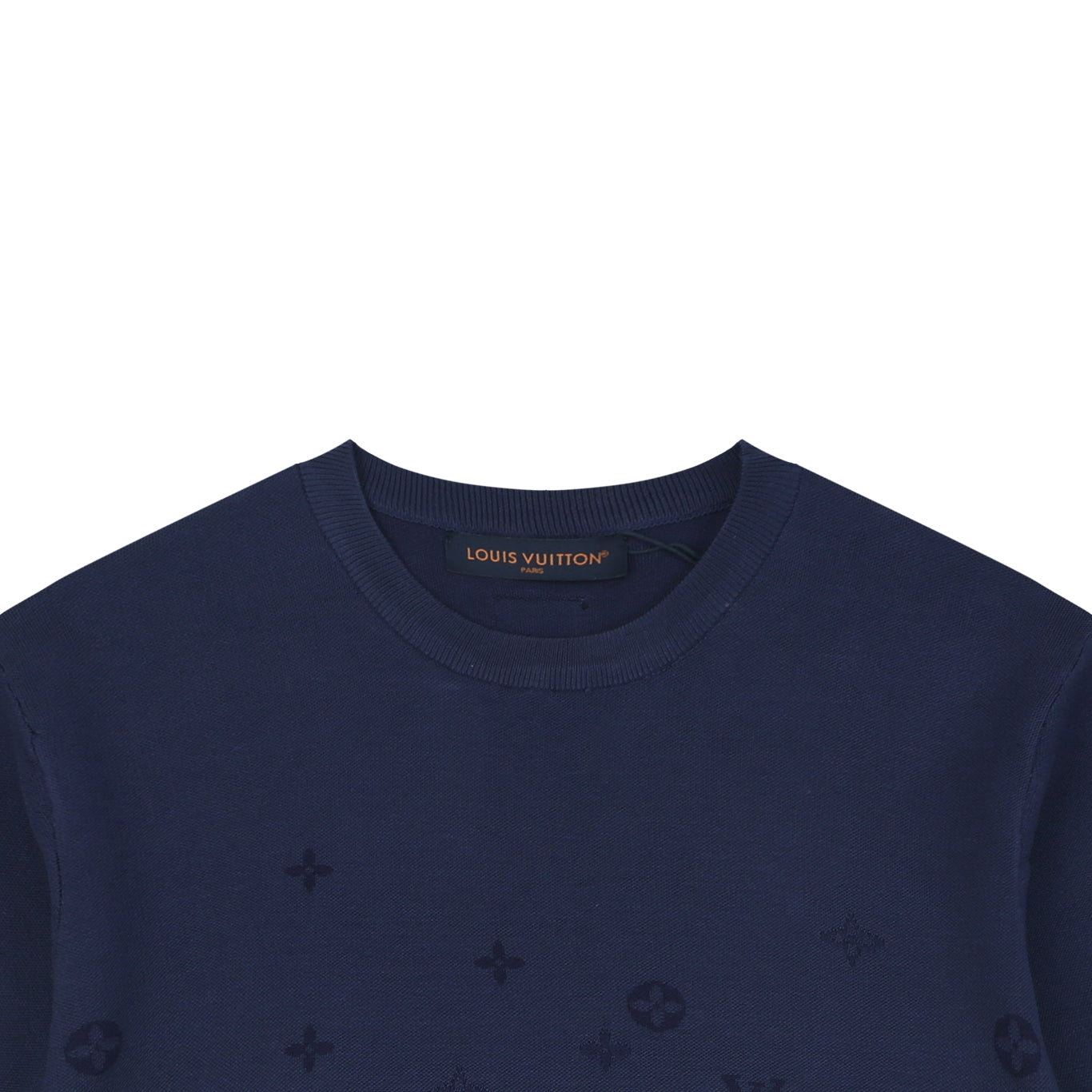 Louis Vuitton Navy Hem Tonal Monogram Jacquard Tee