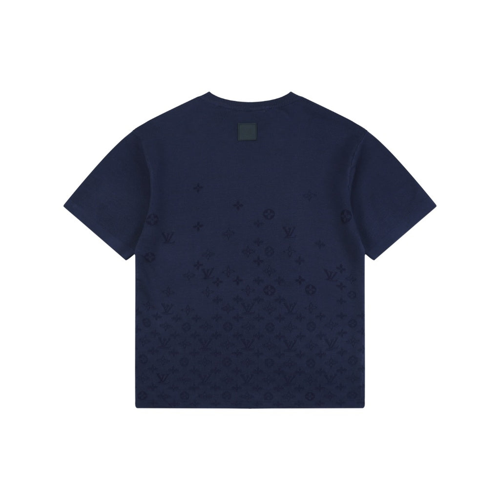 Louis Vuitton Navy Hem Tonal Monogram Jacquard Tee