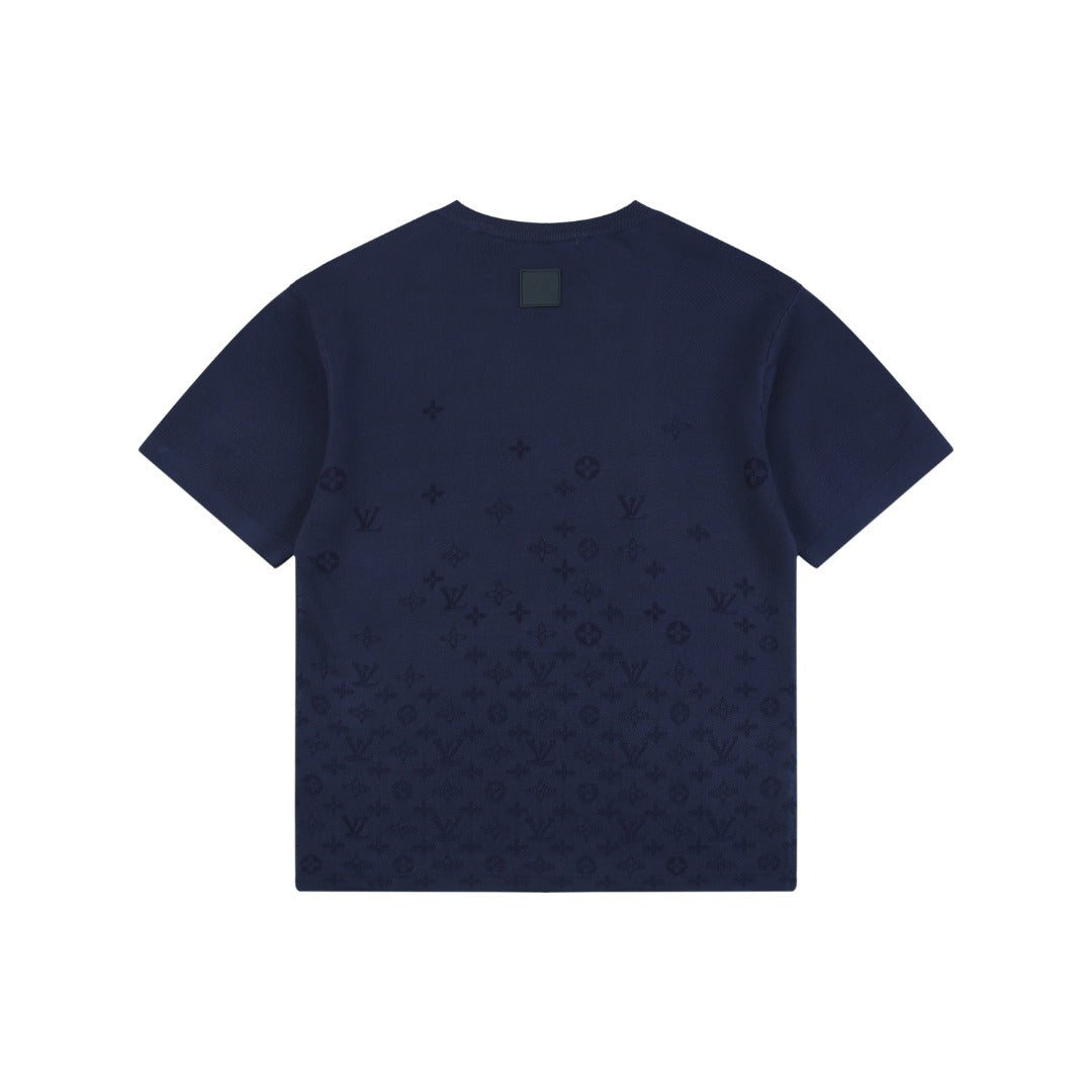 Louis Vuitton Navy Hem Tonal Monogram Jacquard Tee
