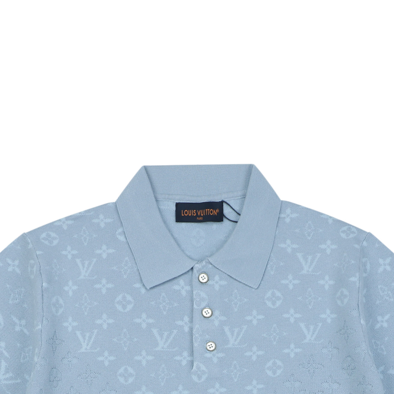 Louis Vuitton Light Blue Tonal Monogram Jacquard Polo Shirt