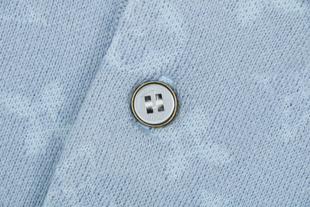 Louis Vuitton Light Blue Tonal Monogram Jacquard Polo Shirt