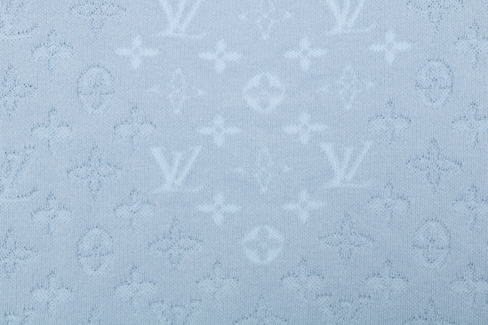 Louis Vuitton Light Blue Tonal Monogram Jacquard Polo Shirt