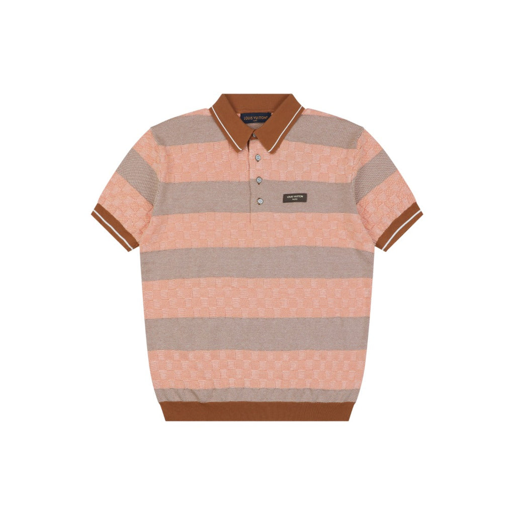 Louis Vuitton Pink Brown Checkerboard Jacquard Polo Shirt