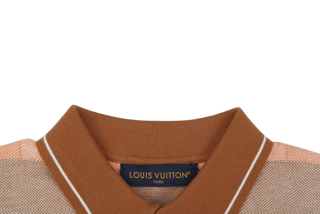 Louis Vuitton Pink Brown Checkerboard Jacquard Polo Shirt