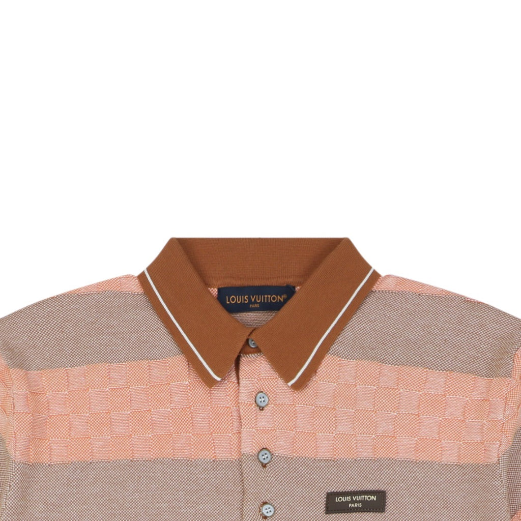 Louis Vuitton Pink Brown Checkerboard Jacquard Polo Shirt