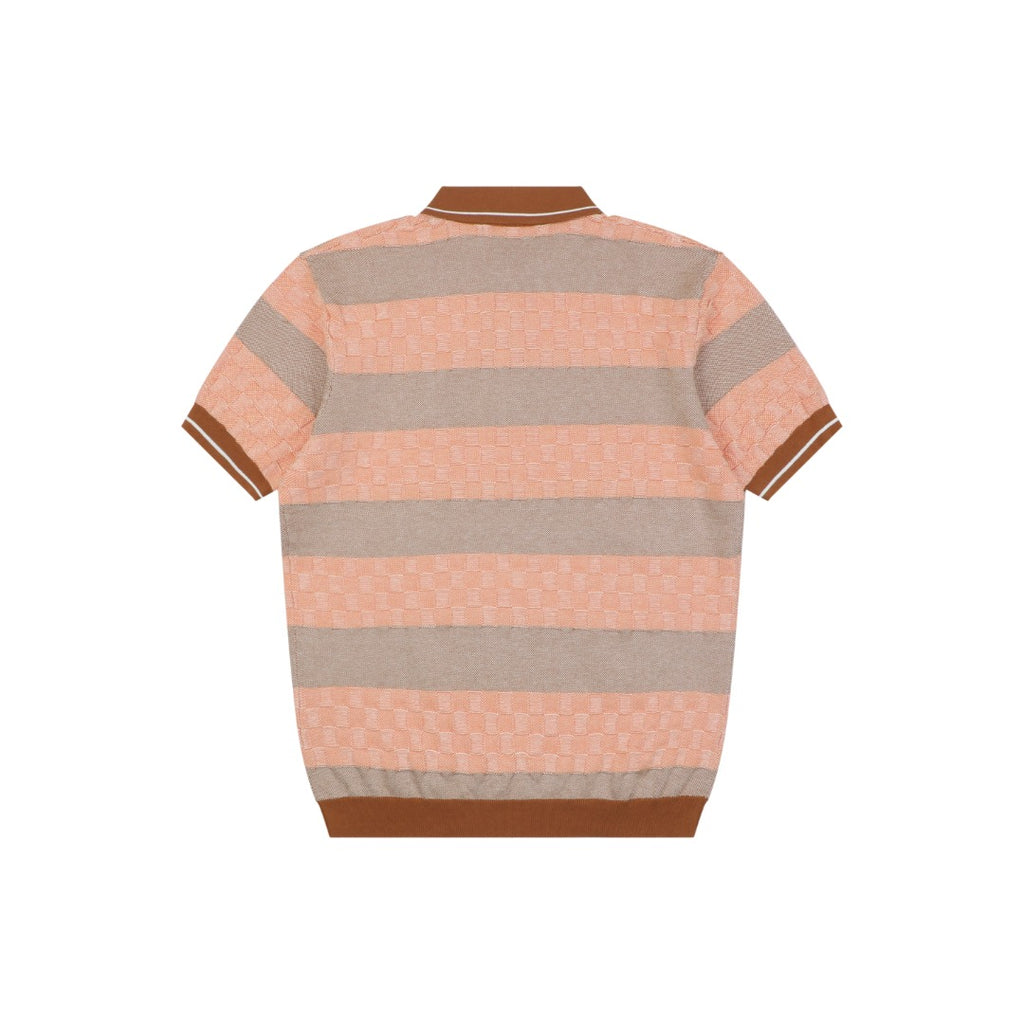 Louis Vuitton Pink Brown Checkerboard Jacquard Polo Shirt