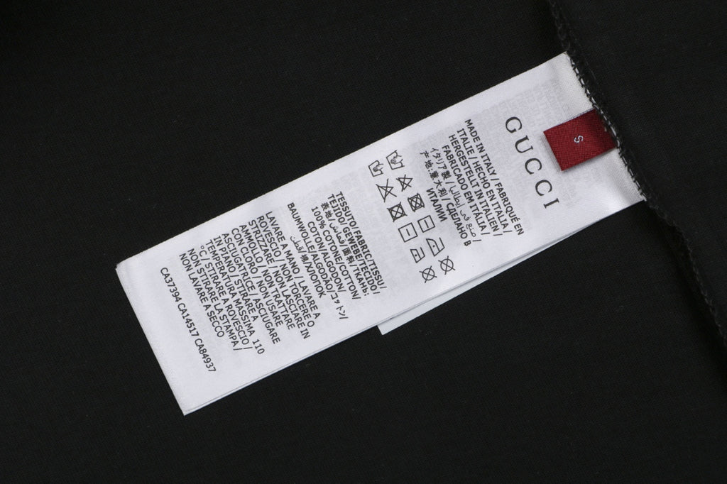 Gucci Red Green Web Collar G Letter Embroidered Tee – Black