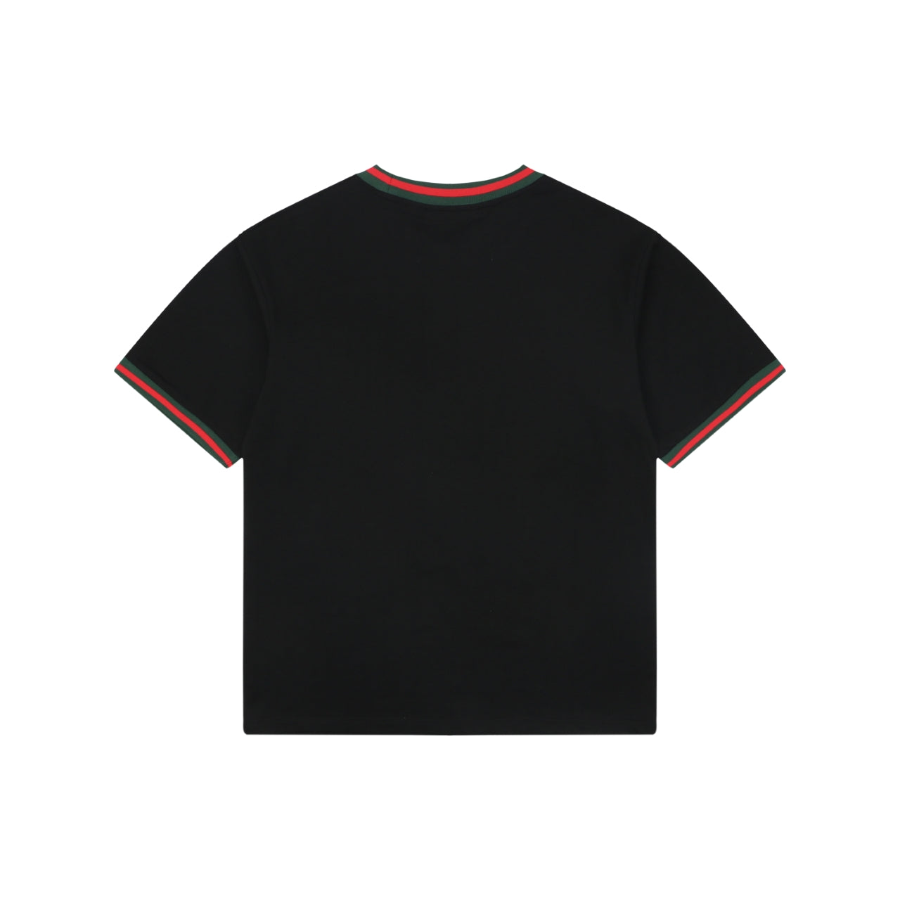 Gucci Red Green Web Collar G Letter Embroidered Tee – Black