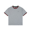 Gucci Red Green Web Collar G Letter Embroidered Tee – Grey
