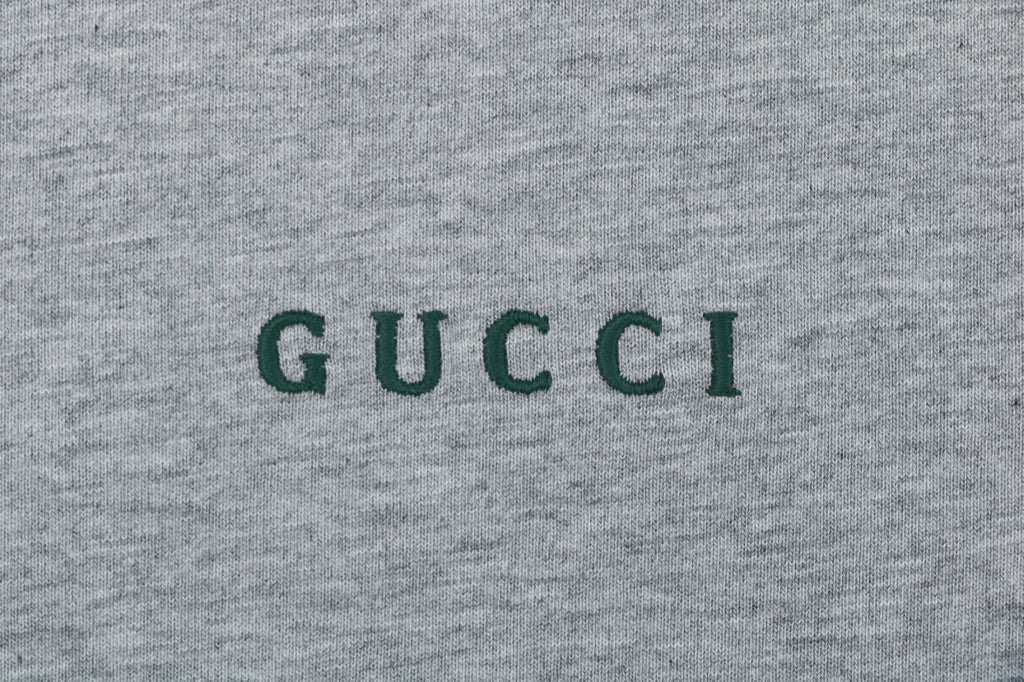 Gucci Red Green Web Collar G Letter Embroidered Tee – Grey