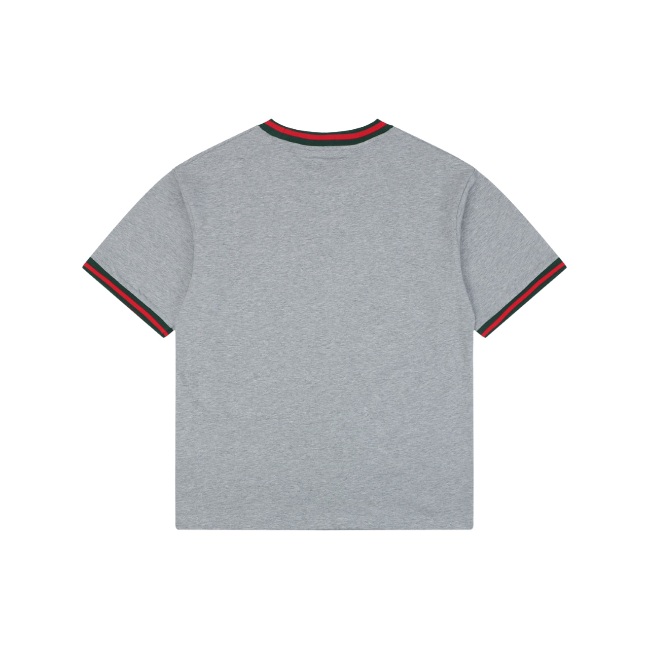 Gucci Red Green Web Collar G Letter Embroidered Tee – Grey