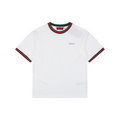 Gucci Red Green Web Collar G Letter Embroidered Tee – White