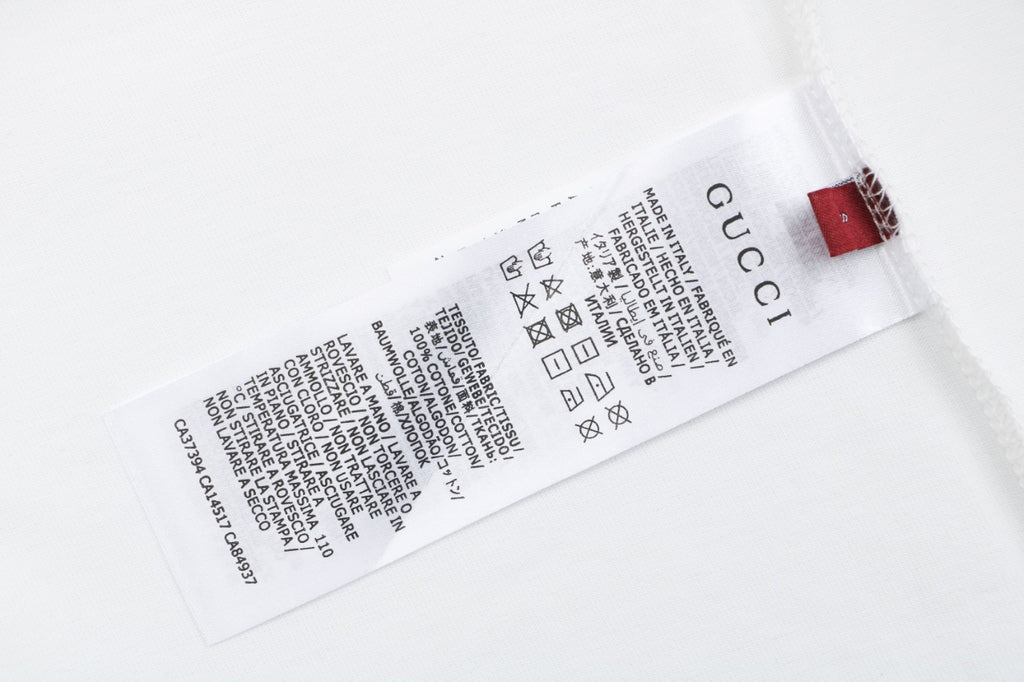 Gucci Red Green Web Collar G Letter Embroidered Tee – White