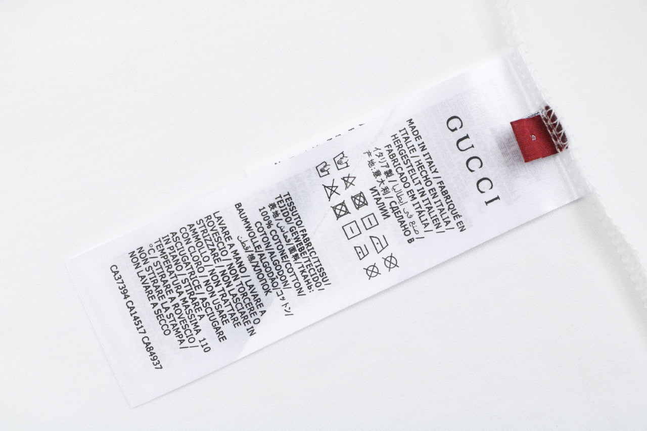 Gucci Red Green Web Collar G Letter Embroidered Tee – White