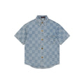 Louis Vuitton Light Blue Checkerboard Monogram Denim Short Sleeve Shirt