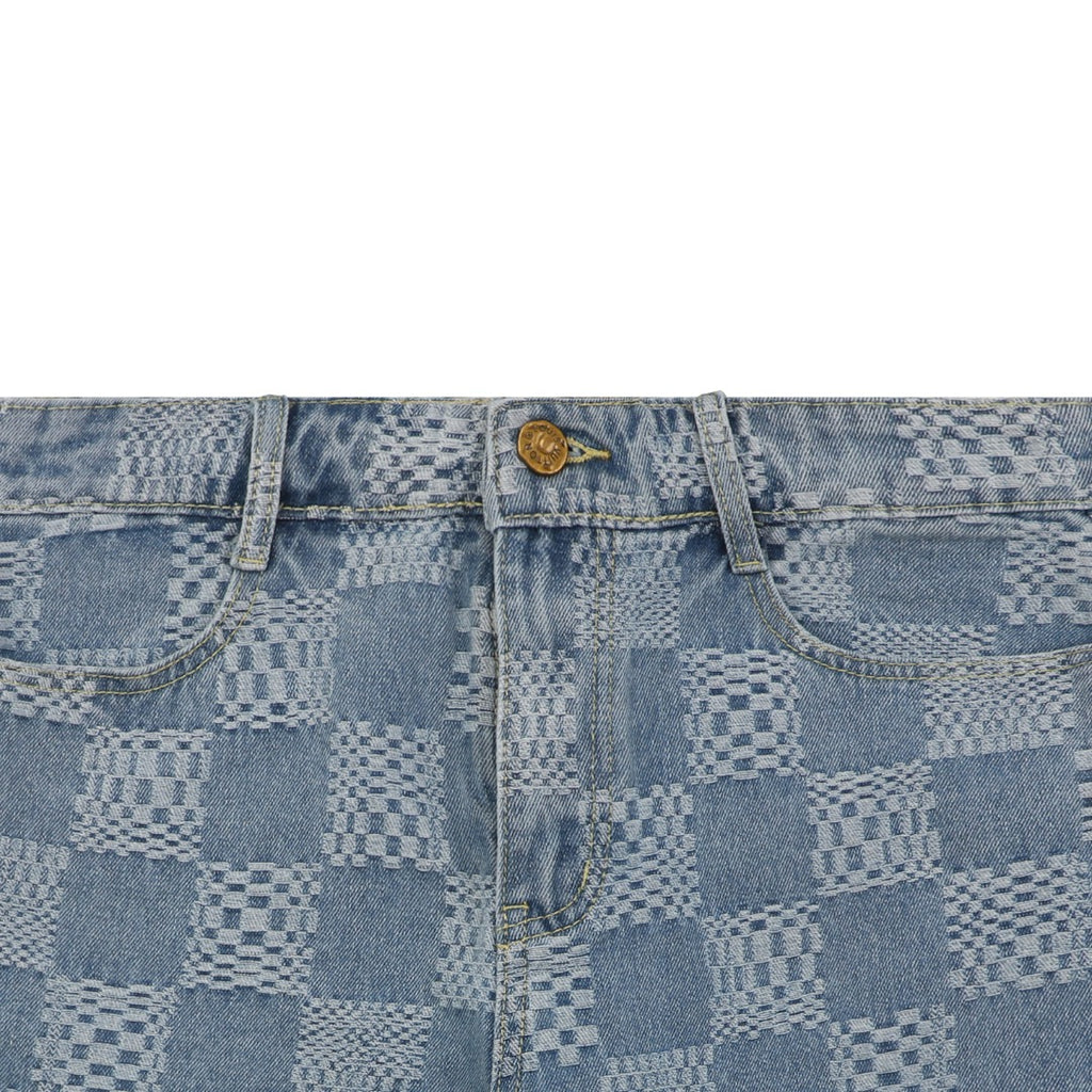 Louis Vuitton Light Blue Checkerboard Monogram Denim Shorts