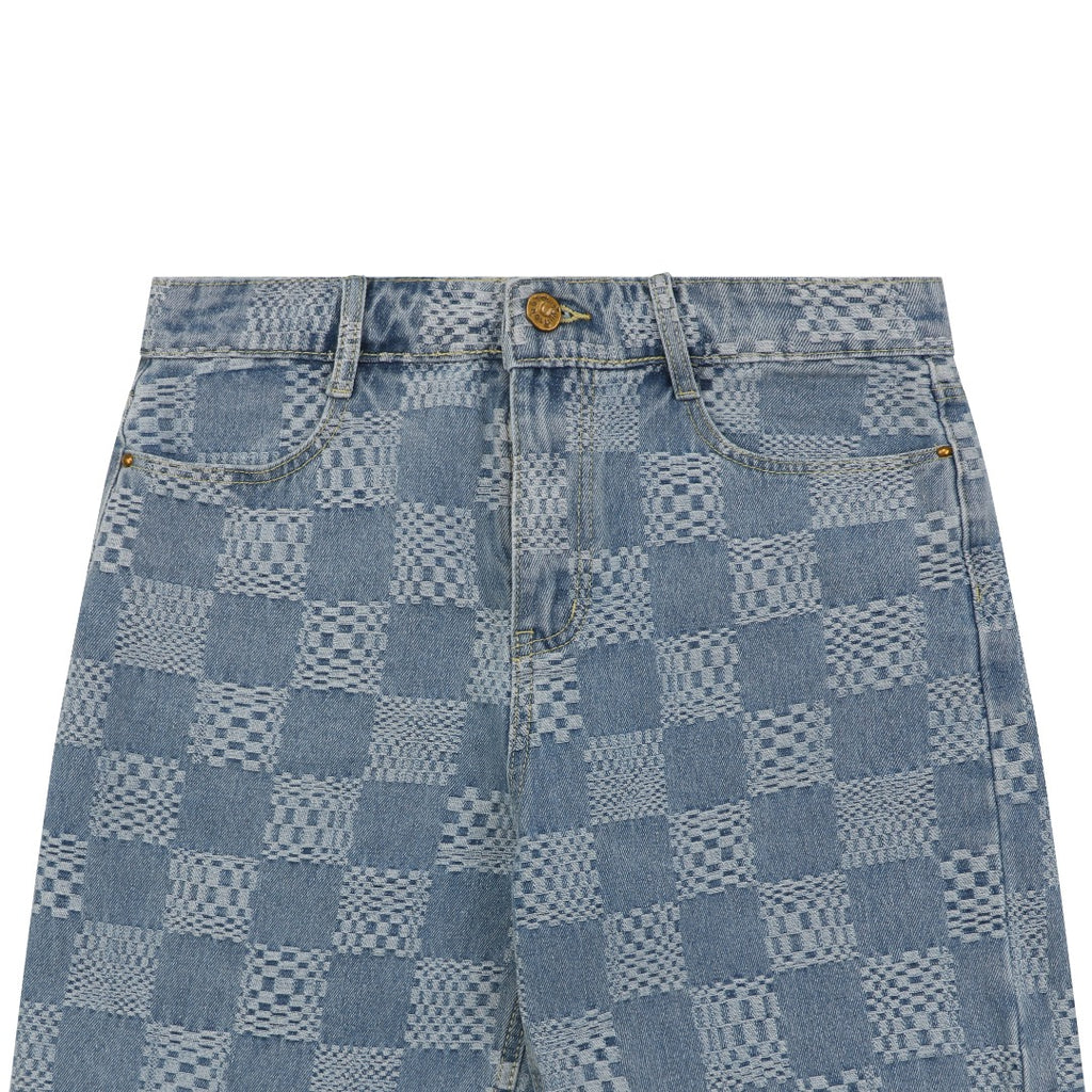 Louis Vuitton Light Blue Checkerboard Monogram Denim Shorts