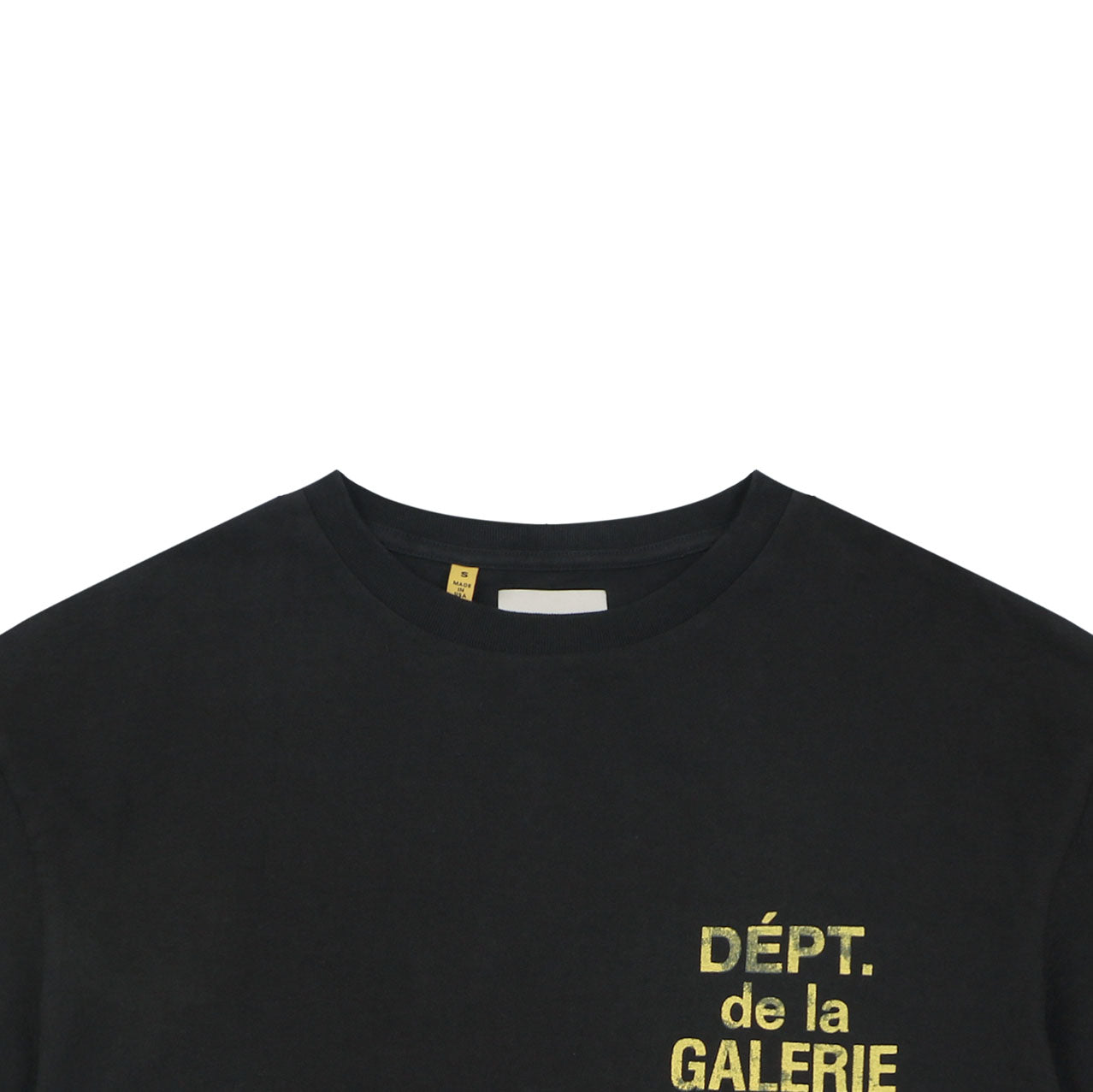 Gallery Dept. Dépt. de la Galerie Distressed Yellow French Print Tee – Black