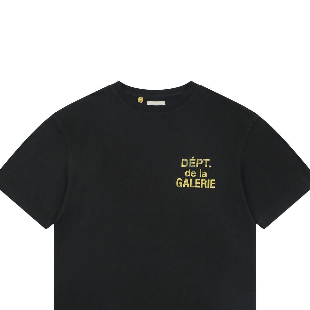 Gallery Dept. Dépt. de la Galerie Distressed Yellow French Print Tee – Black