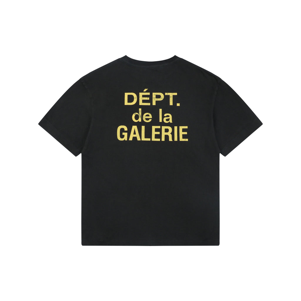 Gallery Dept. Dépt. de la Galerie Distressed Yellow French Print Tee – Black