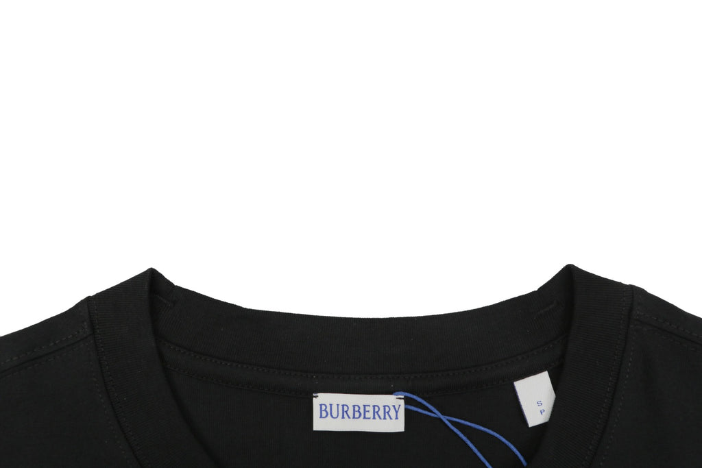 Burberry Rose Equestrian Knight Embroidered Tee – Black