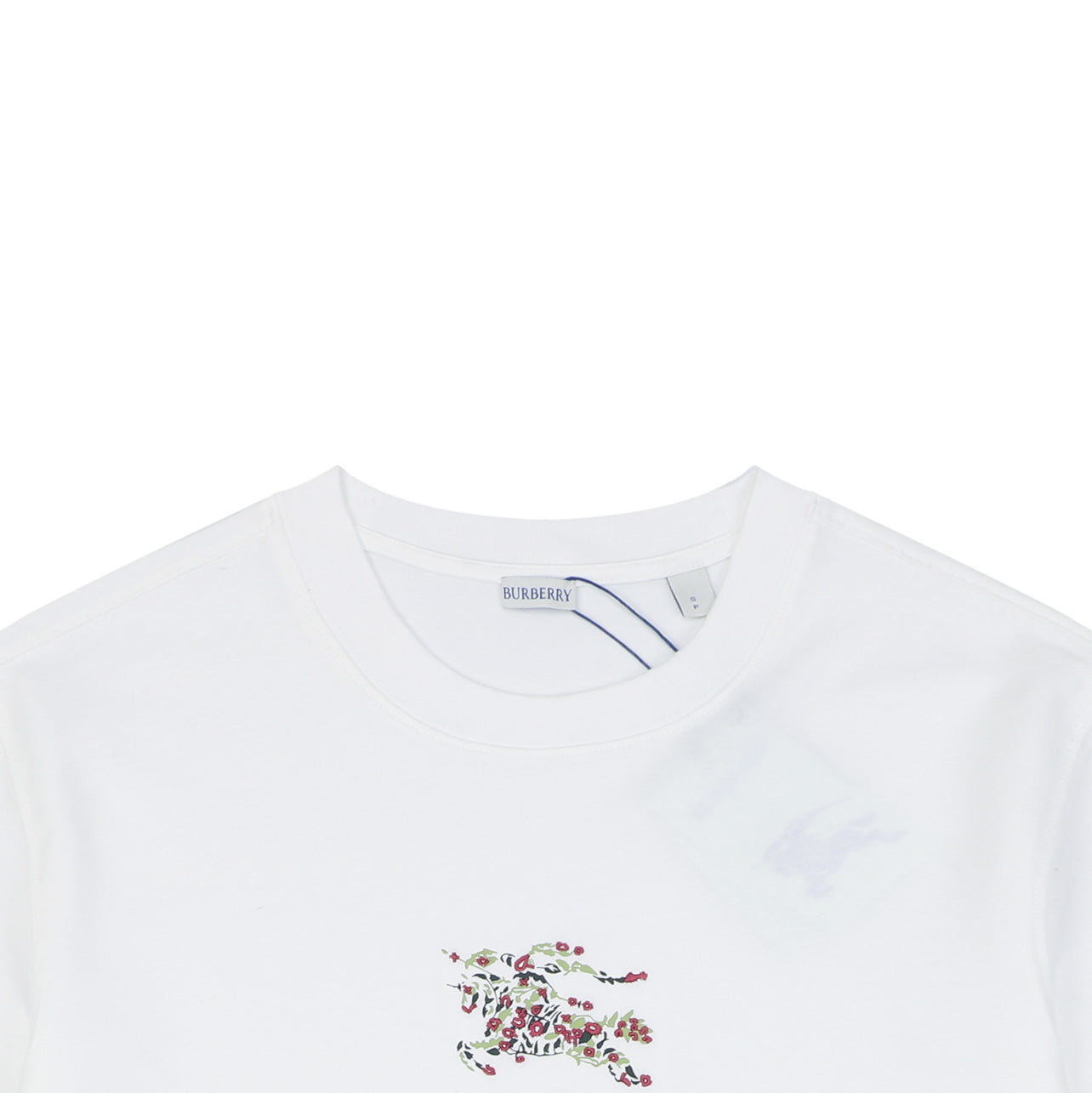 Burberry Rose Equestrian Knight Embroidered Tee – White