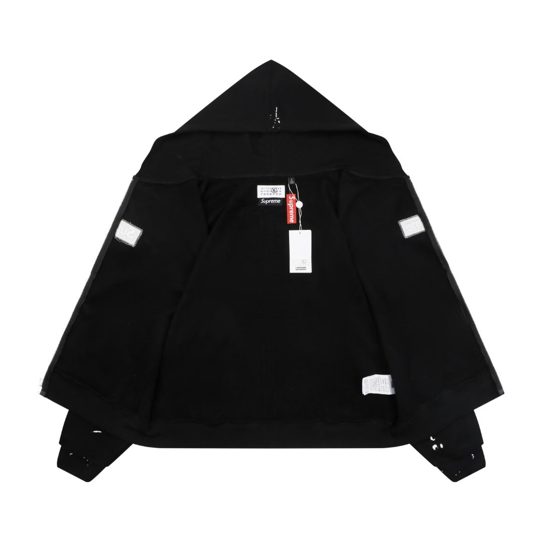 Supreme Paint Splatter Box Logo Zip Hoodie – Black