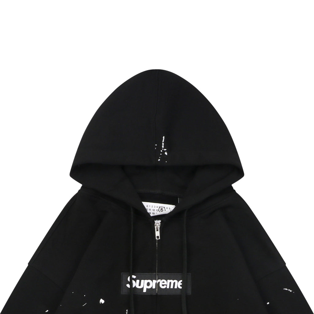 Supreme Paint Splatter Box Logo Zip Hoodie – Black