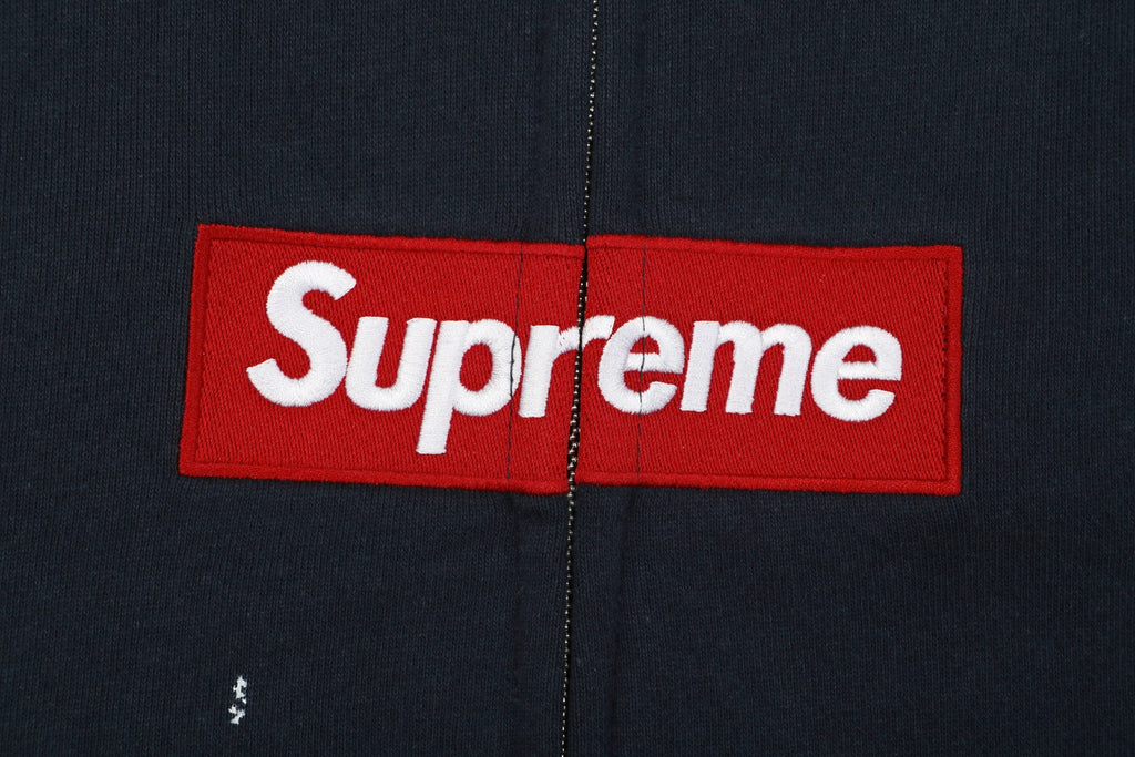 Supreme Paint Splatter Box Logo Zip Hoodie – Navy