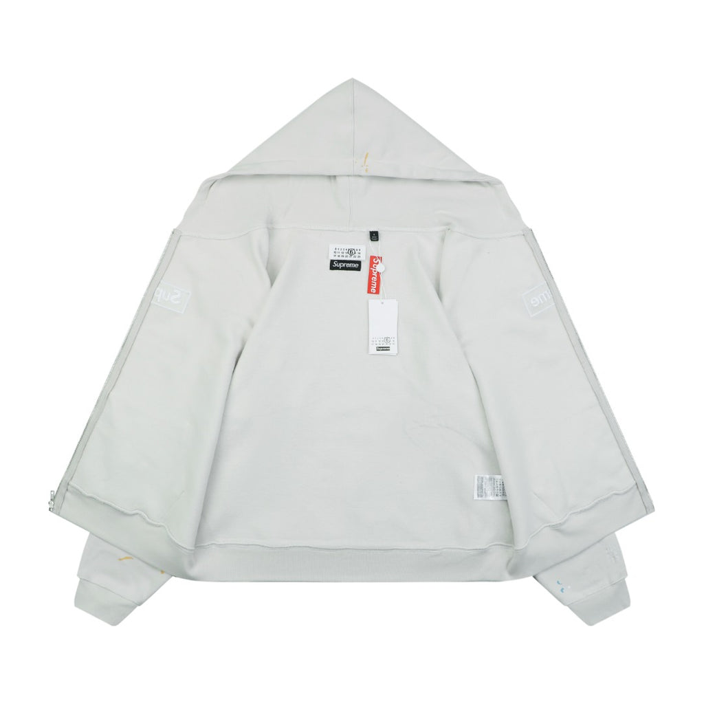 Supreme Multicolor Paint Splatter Box Logo Zip Hoodie – Grey White