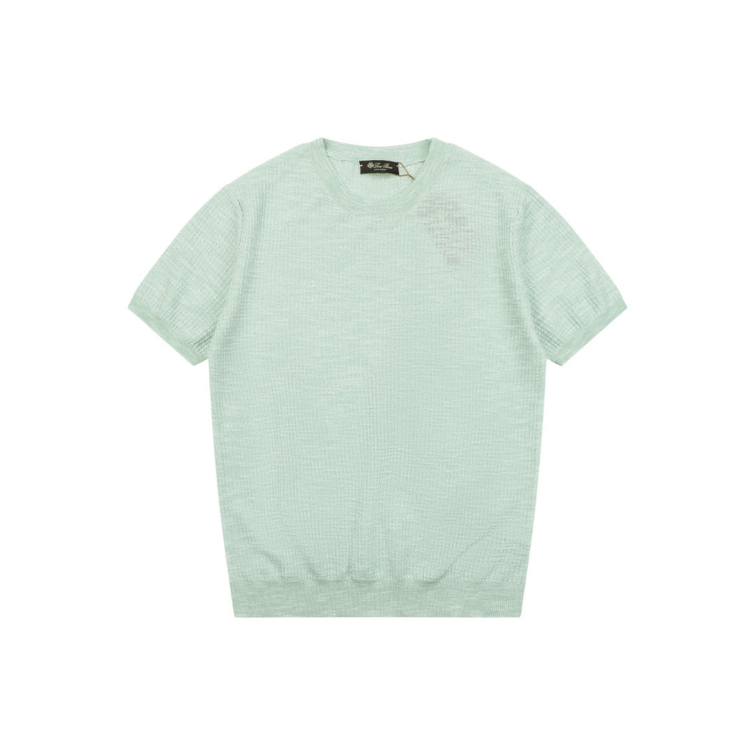 Loro Piana Fancy Yarn Knit Short Sleeve Tee – Mint Green