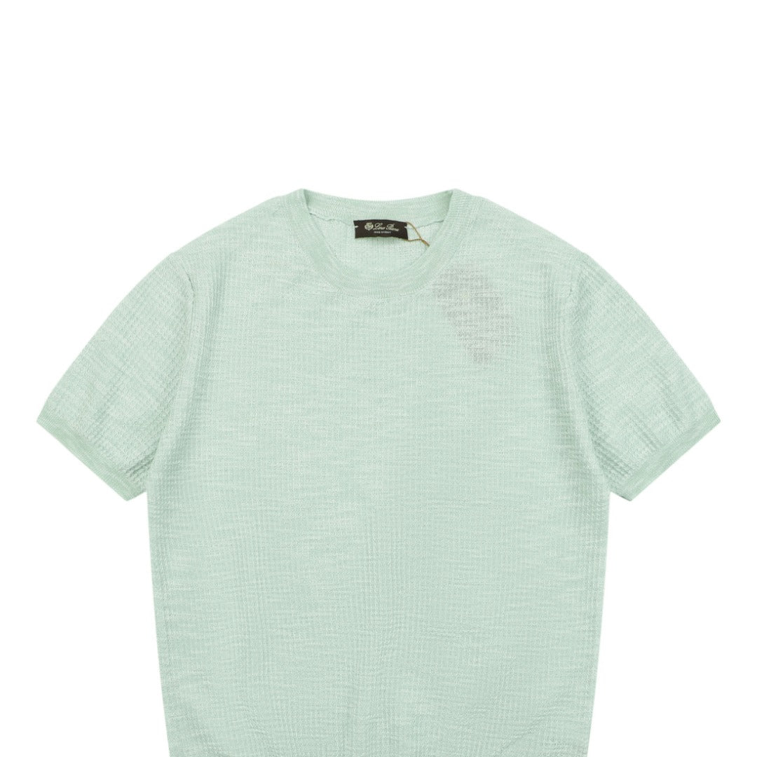 Loro Piana Fancy Yarn Knit Short Sleeve Tee – Mint Green