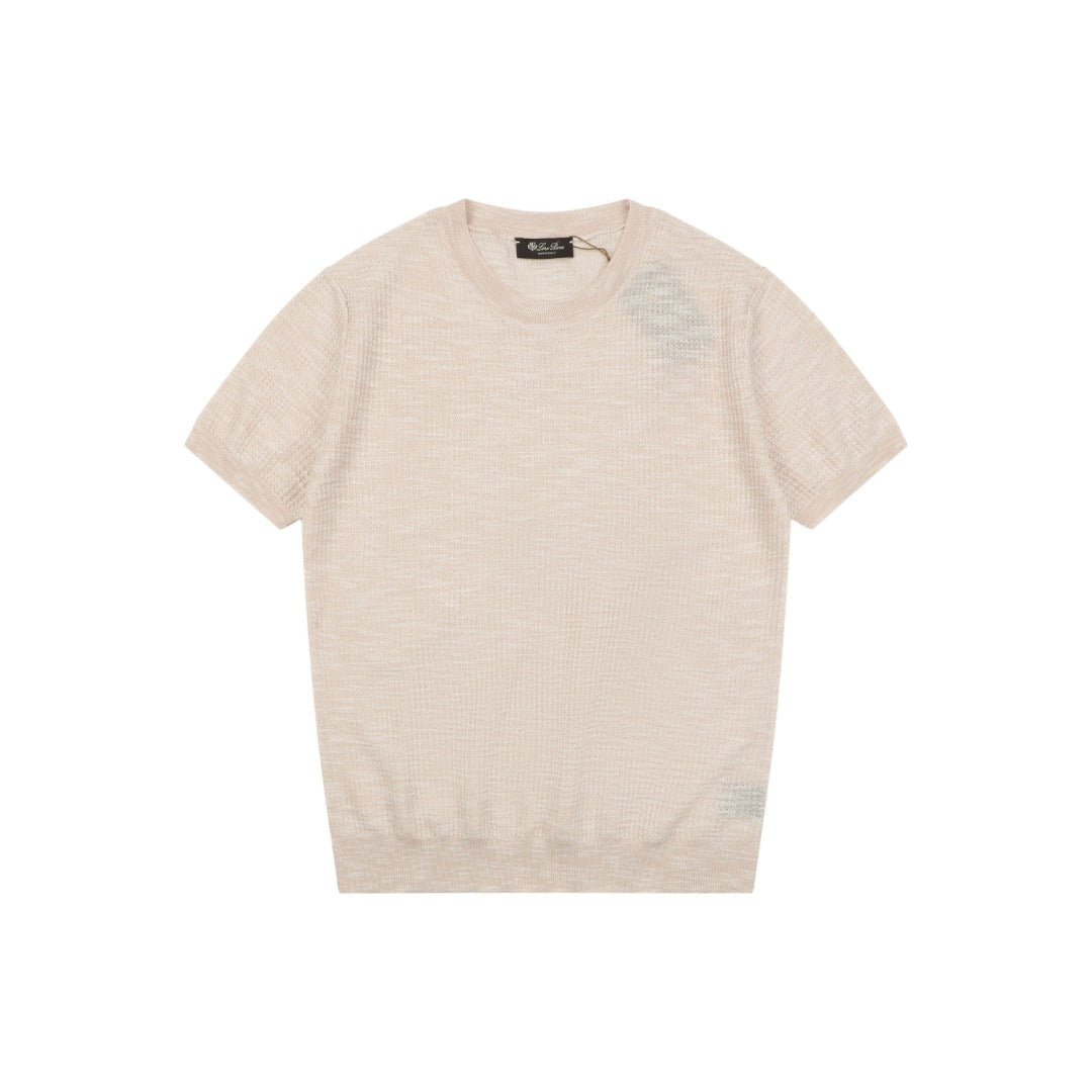 Loro Piana Fancy Yarn Knit Short Sleeve Tee – Dusty Rose