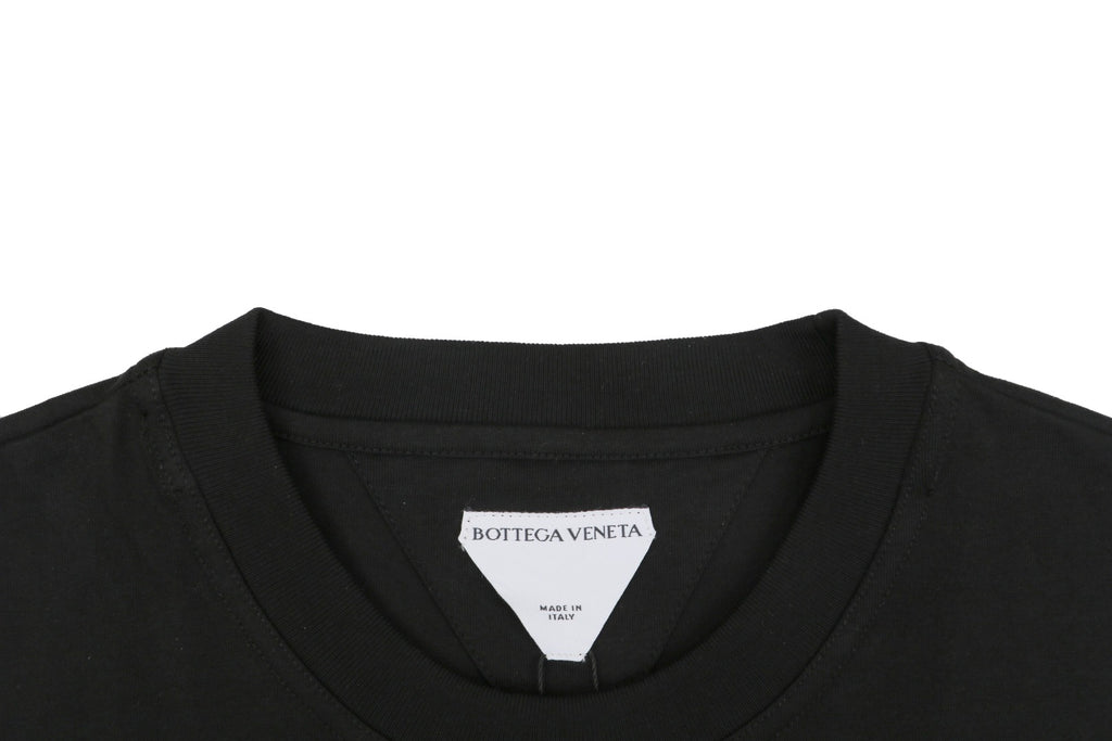 Bottega Veneta Intrecciato Leather Patch Pocket Tee — Black/Tan